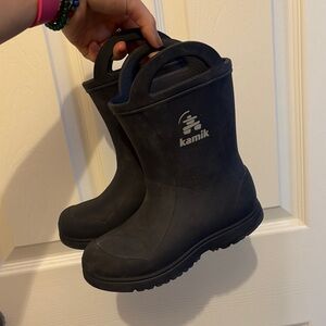 Kamik Kids  lightweight Waterproof Rain Boots with Pull Handles